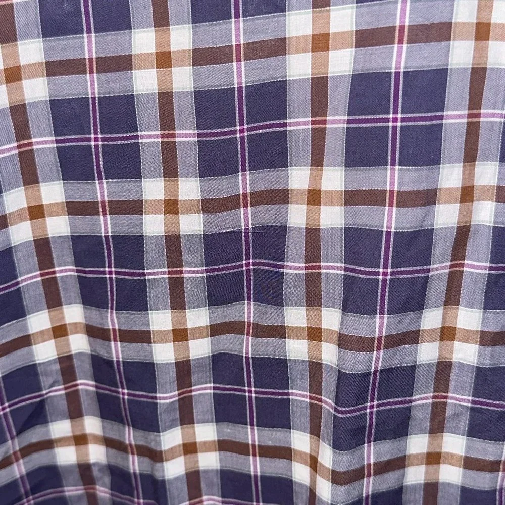 Peter Millar 100% Cotton Button Down Dress Shirt Plaid‎ Size XL